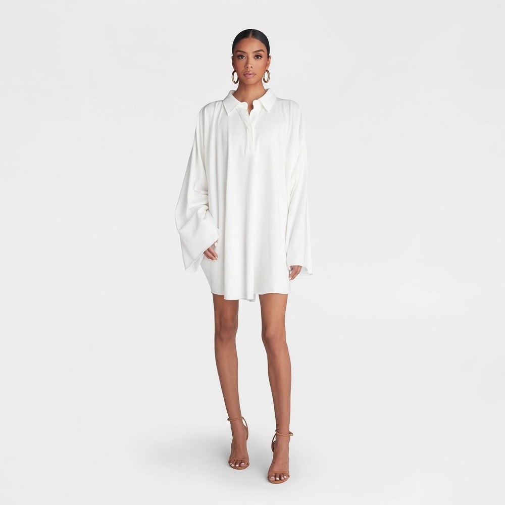 KBB KAHLANA Target L Large Long Sleeve The Henley Dress Polo T-Shirt Dress Mini